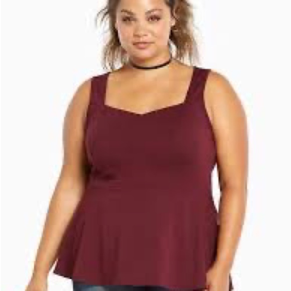 Torrid maroon peplum sleeveless top!